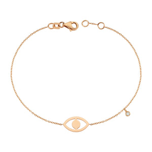 14K Solid Gold Diamond Evil Eye Charm Bracelet for Women - Jewelryist