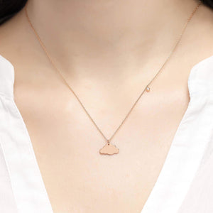 14K Solid Gold Diamond Cloud Charm Necklace for Women - Jewelryist