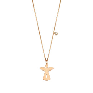14K Solid Gold Diamond Angel Charm Necklace for Women - Jewelryist