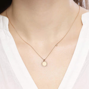 14K Solid Gold Diamond Sun Charm Necklace For Women - Jewelryist
