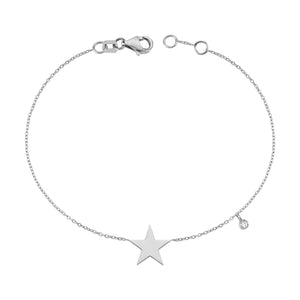 14K Solid Gold Diamond Star Charm Bracelet for Women - Jewelryist