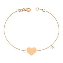 Load image into Gallery viewer, 14K Solid Gold Diamond Heart Charm Bracelet for Women - Jewelryist

