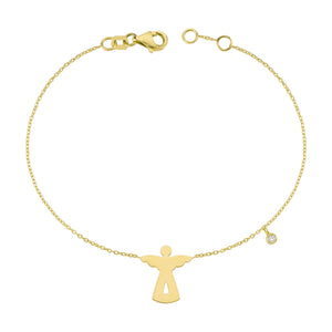14K Solid Gold Diamond Angel Bracelet for Women - Jewelryist