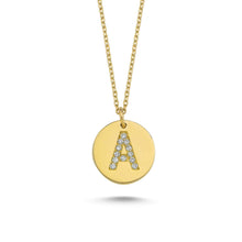 Load image into Gallery viewer, 14K Solid Gold Diamond Initial A Charm Necklace for Women - Jewelryist
