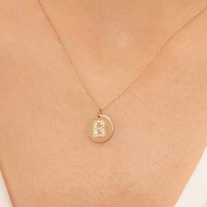 14K Solid Gold Diamond Initial B Charm Necklace for Women - Jewelryist