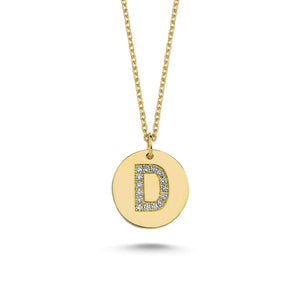 14K Solid Gold Diamond Initial D Charm Necklace For Women - Jewelryist