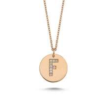 Load image into Gallery viewer, 14K Solid Gold Diamond Initial F Charm Necklace For Women - Jewelryist
