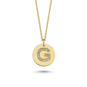 14K Solid Gold Diamond Initial G Charm Necklace for Women - Jewelryist