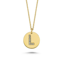Load image into Gallery viewer, 14K Solid Gold Diamond Initial L Charm Necklace For Women - Jewelryist
