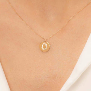 14K Solid Gold Diamond Initial O Charm Necklace for Women - Jewelryist