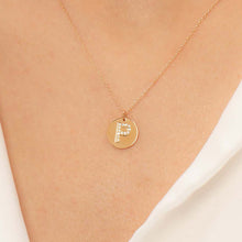 Load image into Gallery viewer, 14K Solid Gold Diamond Initial P Charm Necklace for Women - Jewelryist
