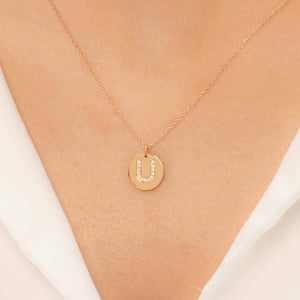 14K Solid Gold Diamond Initial U Charm Necklace for Women - Jewelryist