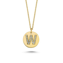 Load image into Gallery viewer, 14K Solid Gold Diamond Initial W Charm Necklace For Women - Jewelryist
