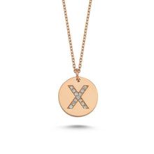 Load image into Gallery viewer, 14K Solid Gold Diamond Initial X Charm Necklace For Women - Jewelryist
