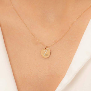 14K Solid Gold Diamond Initial Z Charm Necklace for Women - Jewelryist
