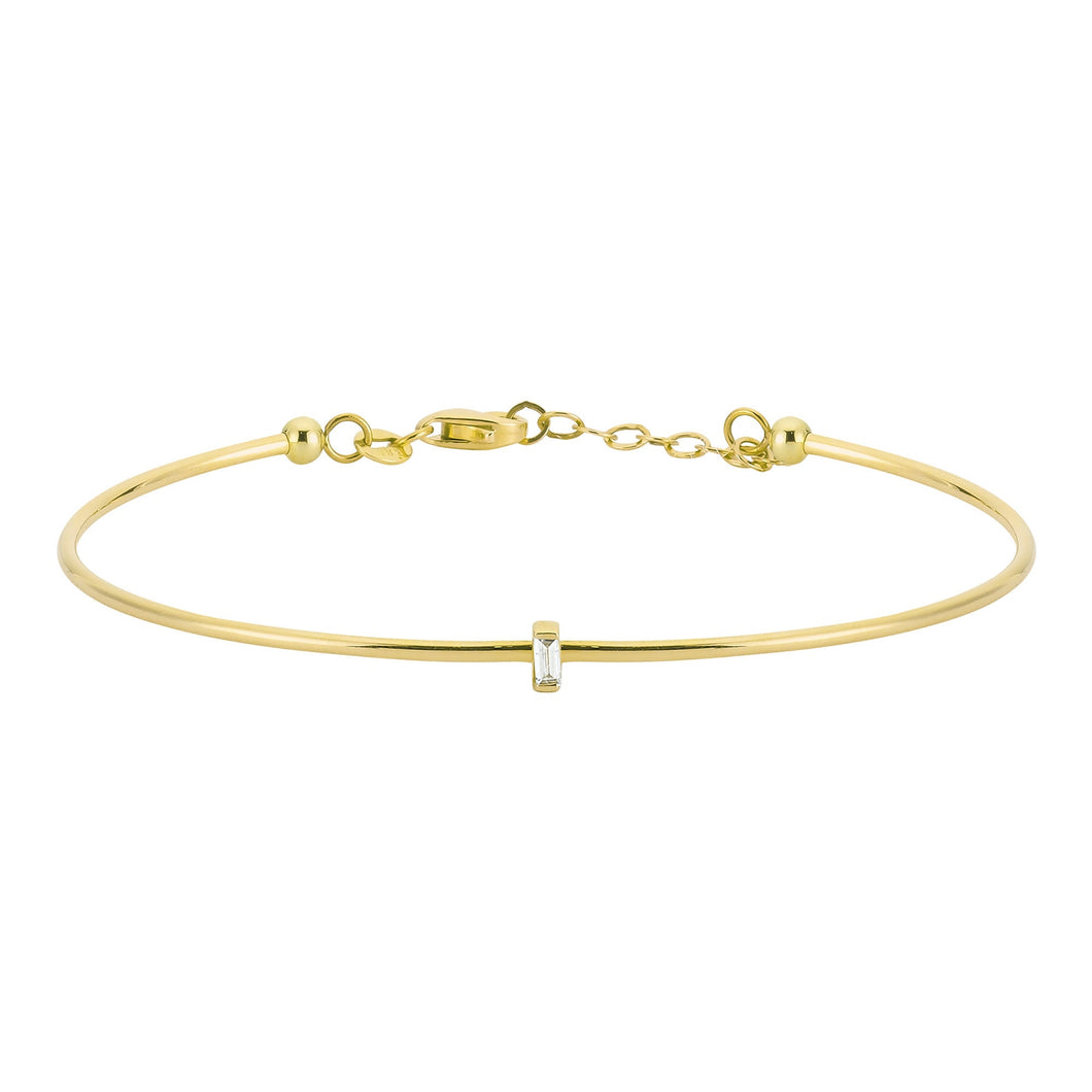 14K Solid Gold Baguette Diamond Bangle Bracelet for Women - Jewelryist