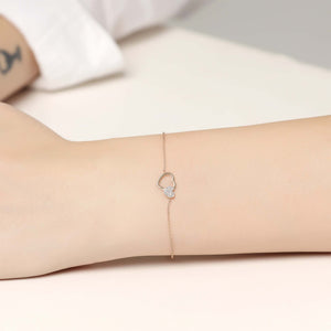 14K Solid Gold Diamond Love Charm Bracelet for Women - Jewelryist