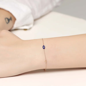 14K Solid Gold Diamond Enamel Evil Eye Charm Bracelet for Women - Jewelryist
