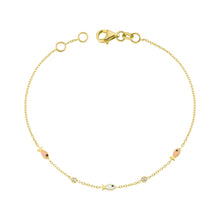 Load image into Gallery viewer, 14K Solid Gold Diamond Enamel Fish Charm Bracelet for Women - Jewelryist
