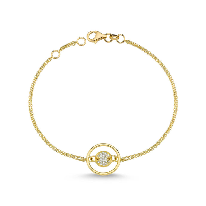 14K Solid Gold Diamond Circle Charm Bracelet for Women - Jewelryist