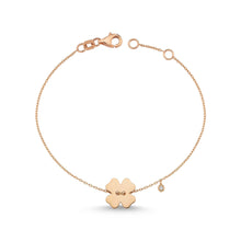Load image into Gallery viewer, 14K Solid Gold Diamond Flower Charm Bracelet for Women - Jewelryist
