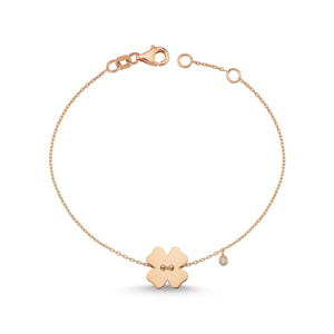 14K Solid Gold Diamond Flower Charm Bracelet for Women - Jewelryist