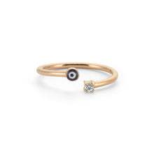 Load image into Gallery viewer, 14K Solid Gold Diamond Evil Eye Ring For Women - Jewelryist
