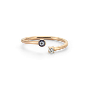 14K Solid Gold Diamond Evil Eye Ring For Women - Jewelryist