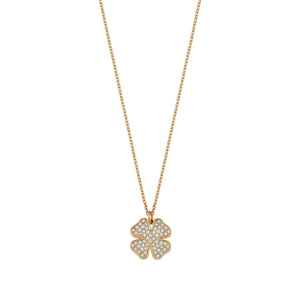 14K Solid Gold Diamond Clover Charm Necklace For Women - Jewelryist