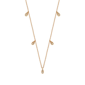 14K Solid Gold Diamond Layering Teardrop Necklace for Women - Jewelryist