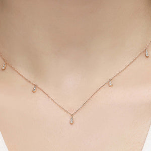 14K Solid Gold Diamond Layering Teardrop Necklace For Women - Jewelryist
