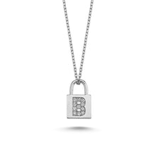 Load image into Gallery viewer, 14K Solid Gold Diamond Initial B Charm Necklace For Women - Jewelryist
