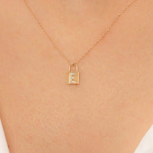 Load image into Gallery viewer, 14K Solid Gold Diamond Initial E Charm Necklace For Women - Jewelryist
