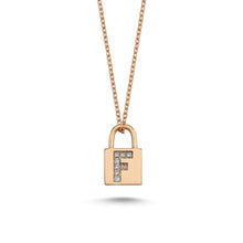 Load image into Gallery viewer, 14K Solid Gold Diamond Initial F Charm Necklace For Women - Jewelryist
