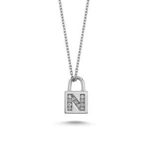 14K Solid Gold Diamond Initial N Charm Necklace For Women - Jewelryist