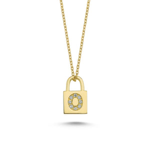 14K Solid Gold Diamond Initial O Charm Necklace For Women - Jewelryist