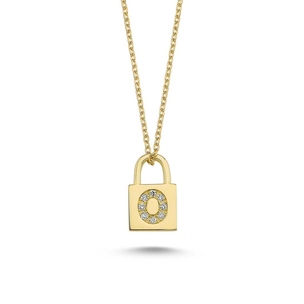 14K Solid Gold Diamond Initial O Charm Necklace For Women - Jewelryist