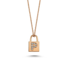 Load image into Gallery viewer, 14K Solid Gold Diamond Initial P Charm Necklace For Women - Jewelryist
