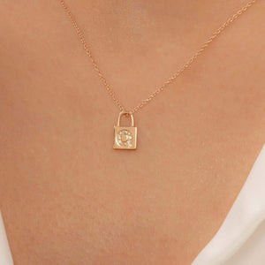 14K Solid Gold Diamond Initial Q Charm Necklace For Women - Jewelryist