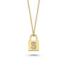 Load image into Gallery viewer, 14K Solid Gold Diamond Initial S Charm Necklace For Women - Jewelryist
