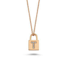 Load image into Gallery viewer, 14K Solid Gold Diamond Initial T Charm Necklace For Women - Jewelryist
