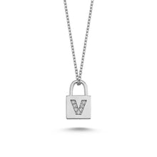 Load image into Gallery viewer, 14K Solid Gold Diamond Initial V Charm Necklace For Women - Jewelryist

