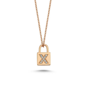 14K Solid Gold Diamond Initial X Charm Necklace For Women - Jewelryist