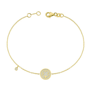 14K Solid Gold Diamond Enamel Charm Bracelet for Women - Jewelryist