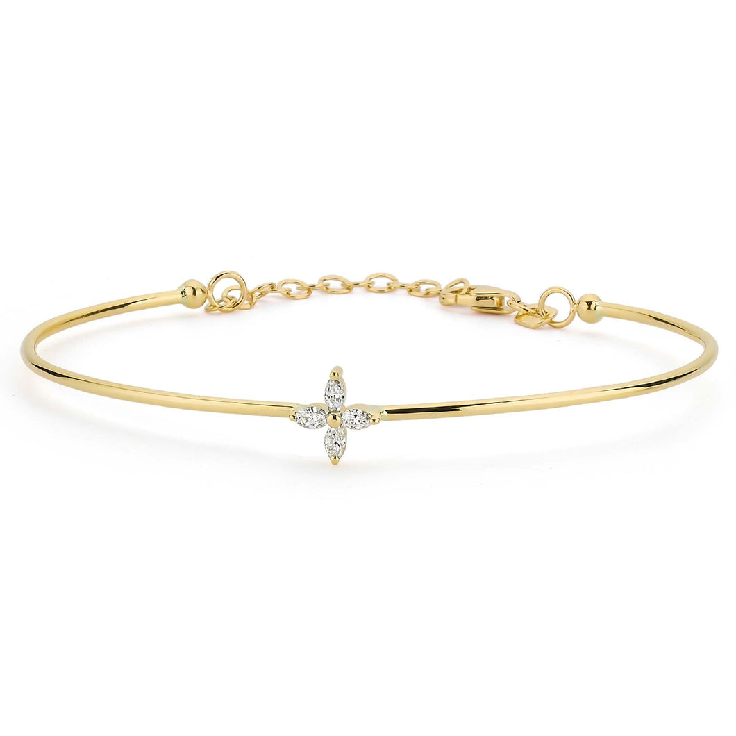14K Solid Gold Marquise Diamond Bangle Bracelet for Women - Jewelryist