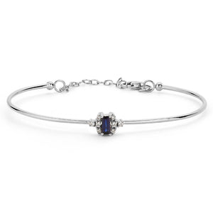 14K Solid Gold Diamond and Sapphire Bangle Bracelet for Women - Jewelryist