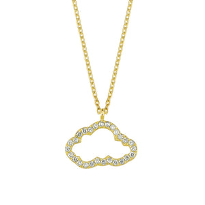 14K Solid Gold Diamond Cloud Charm Necklace For Women - Jewelryist