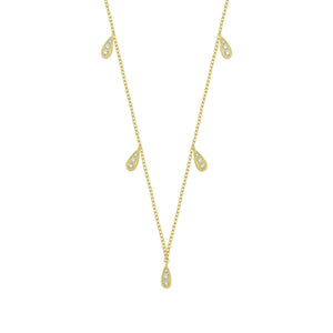 14K Solid Gold Diamond Layering Teardrop Necklace For Women - Jewelryist