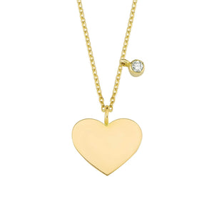 14K Solid Gold Diamond Heart Charm Necklace For Women - Jewelryist