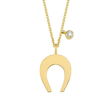 Load image into Gallery viewer, 14K Solid Gold Diamond Horseshoe Necklace For Women - Jewelryist
